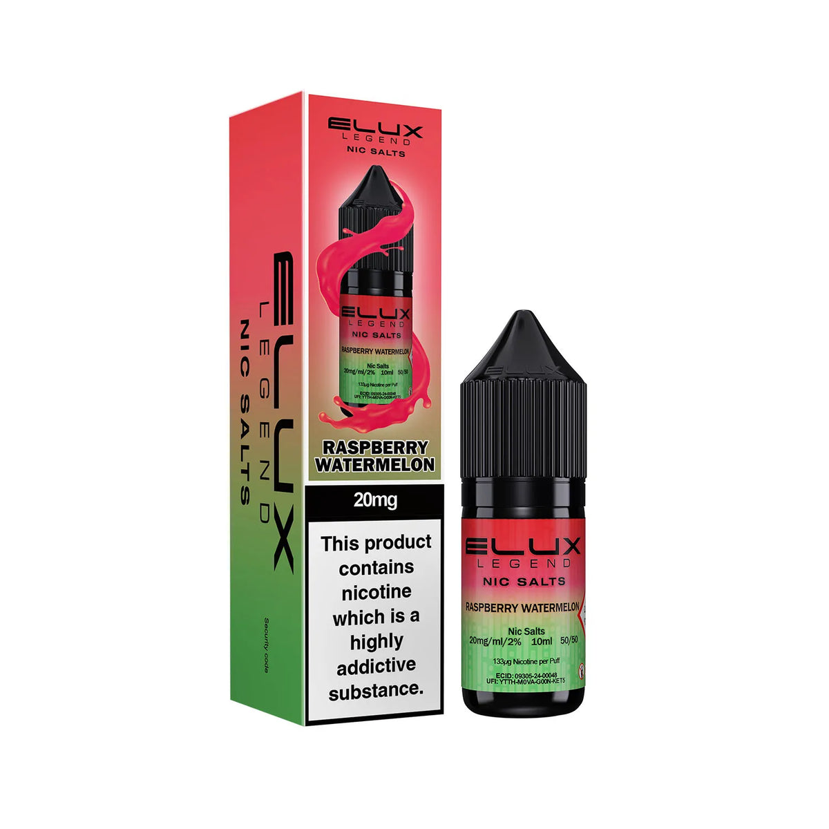 20mg Raspberry Watermelon Flavour Elux Legend Nic Salts E-Liquid