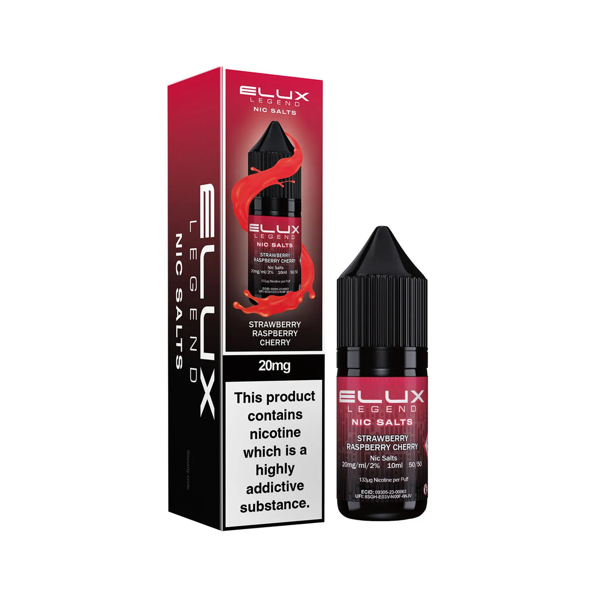 20mg Strawberry Raspberry Cherry Flavour Elux Legend Nic Salts E-Liquid