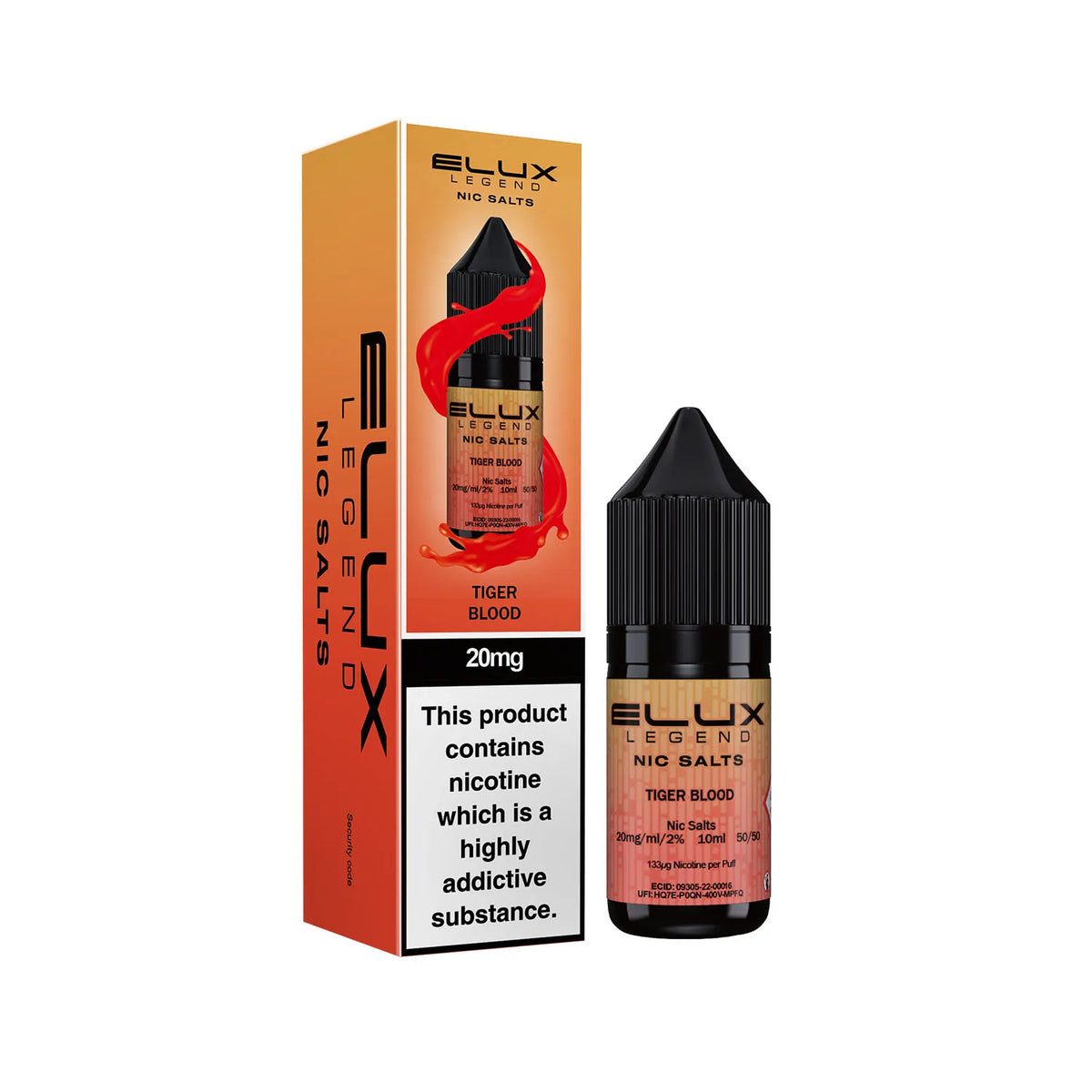 20mg Tiger Blood Flavour Elux Legend Nic Salts E-Liquid