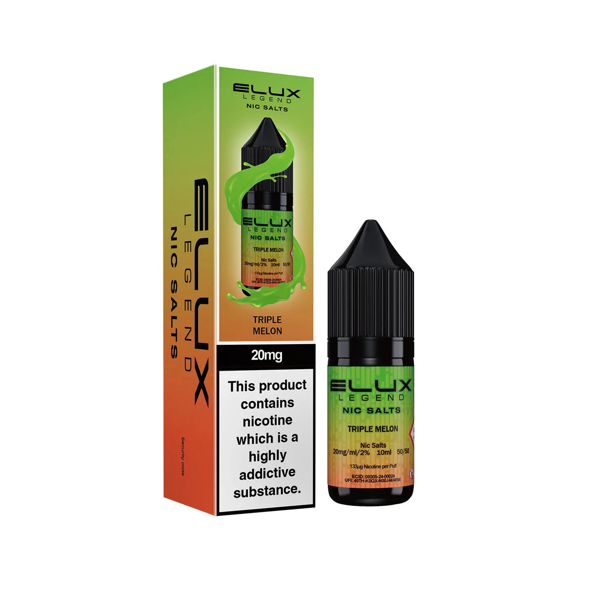20mg Triple Melon Flavour Elux Legend Nic Salts E-Liquid