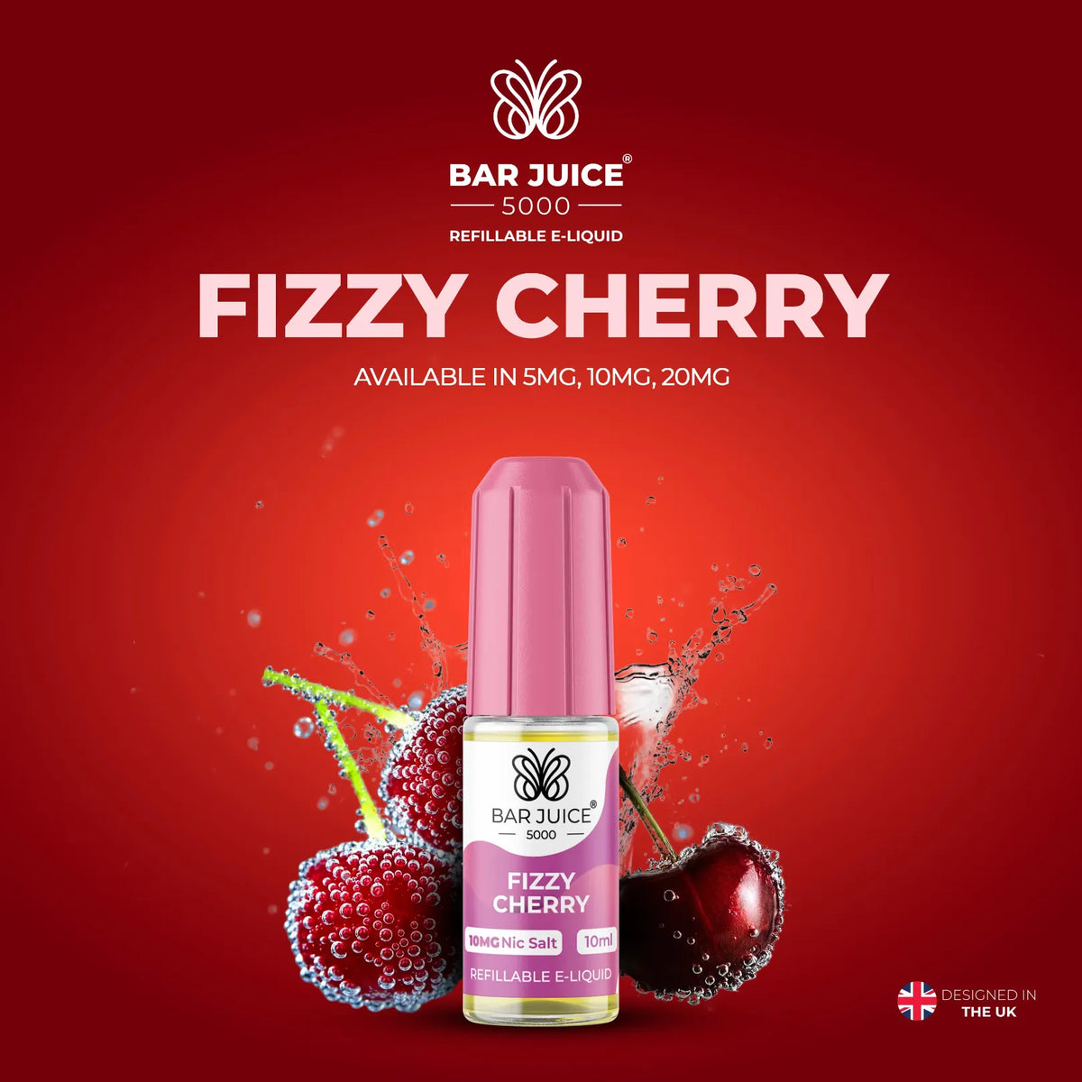 5mg, 10mg and 20mg Fizzy Cherry Flavour Bar Juice 5000 Nic Salts E-liquid
