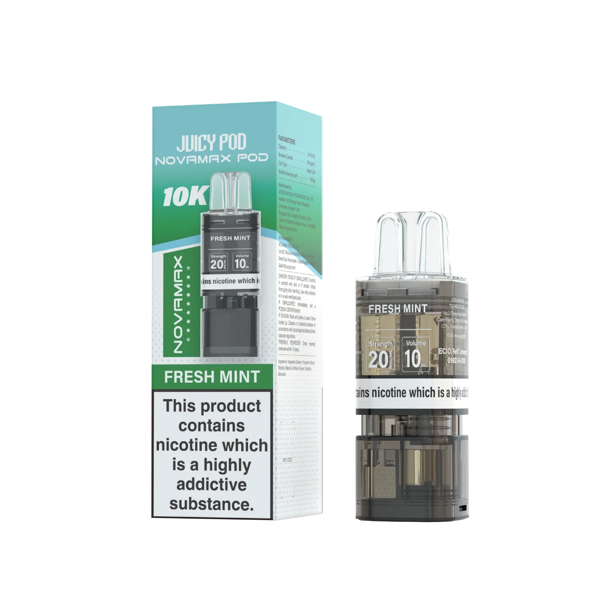Juicy Pod Novamax Pod 10K pre-filled pod in Fresh Mint flavour