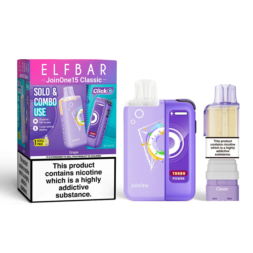 Grape flavour Elf Bar Join One 15K Puff Prefilled Pod Kit