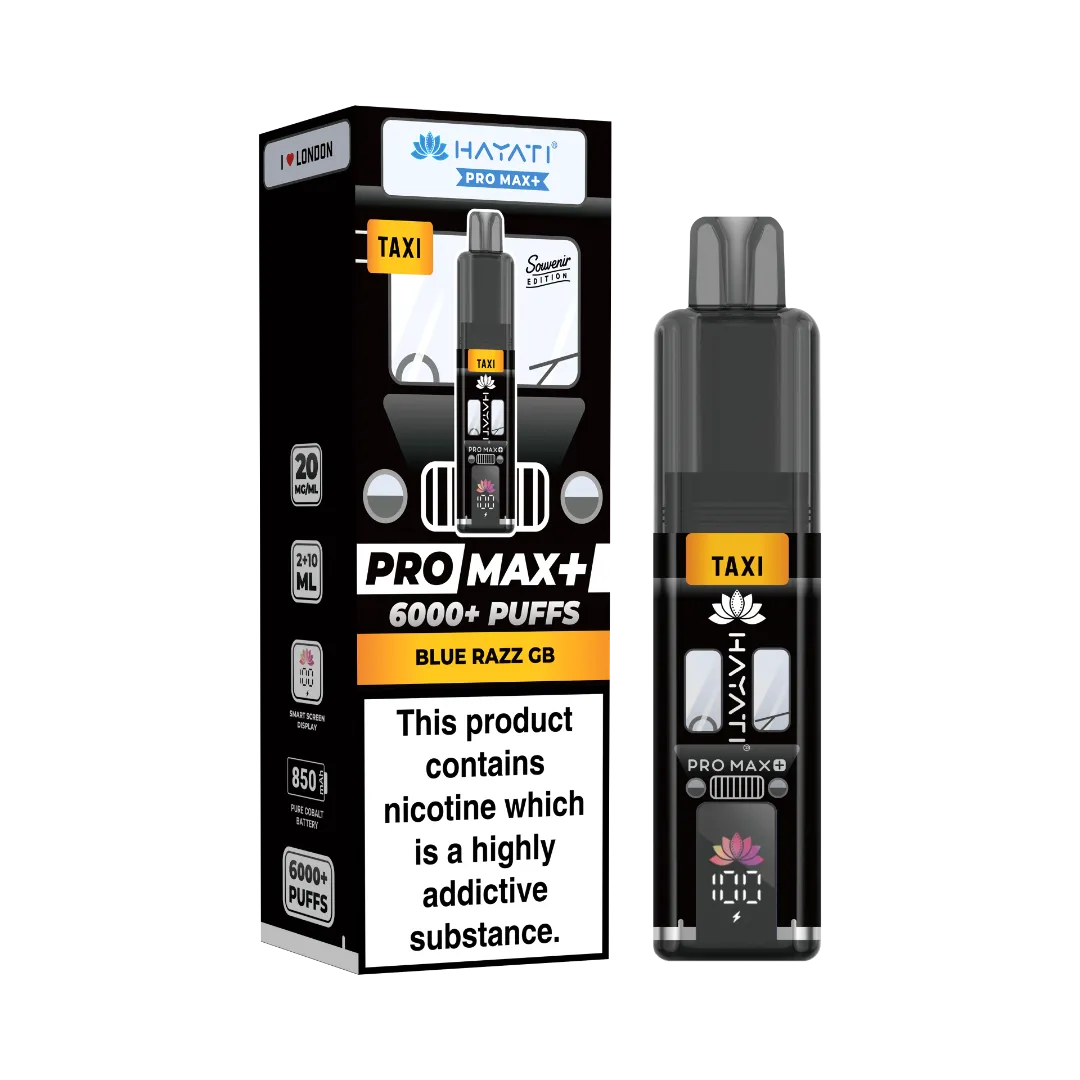 Blue Razz GB flavour Hayati Pro Max Plus 6000 Puff Black Cab Souvenir Edition