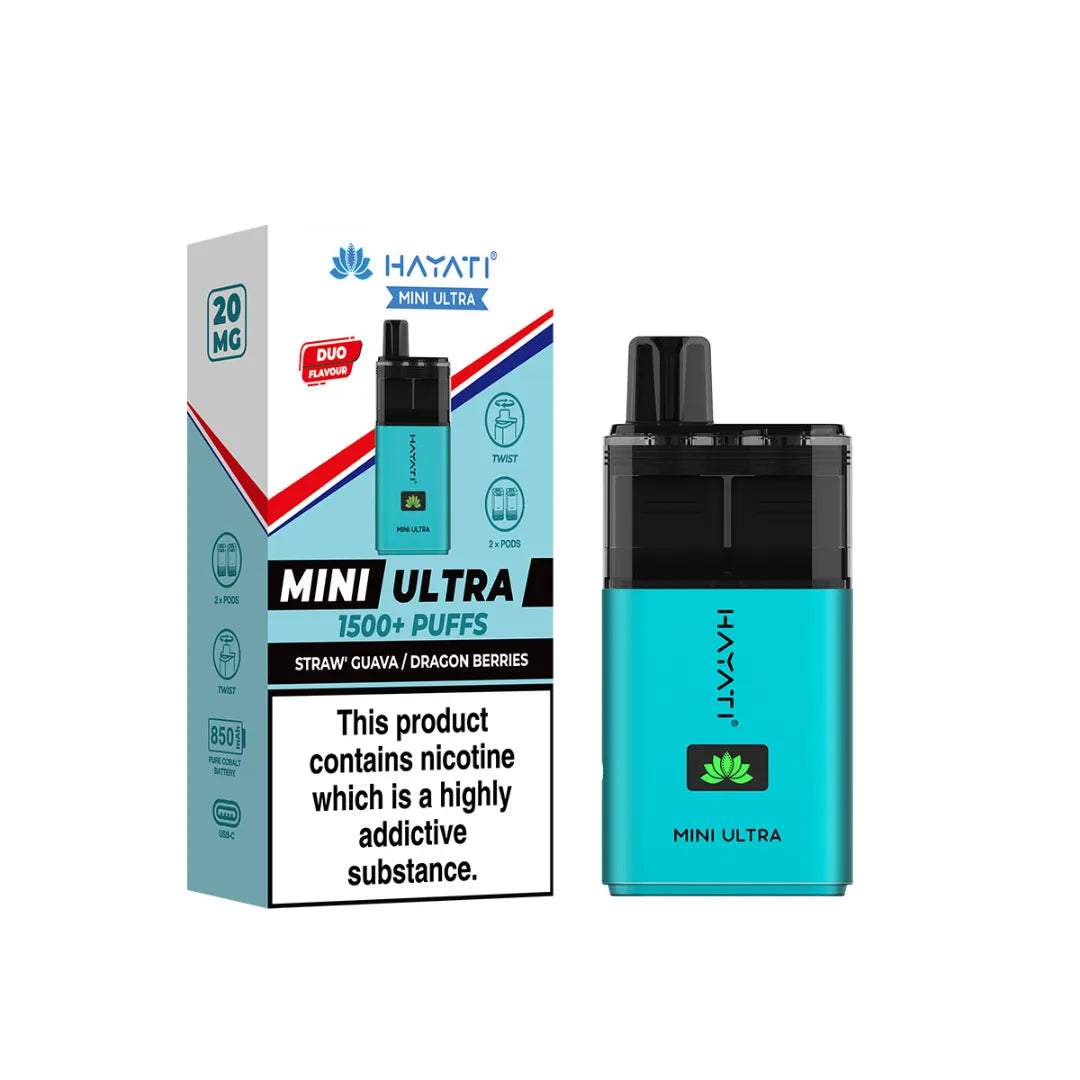 straw guava and dragon berries flavour hayati mini ultra 1500 puff prefilled pod kit
