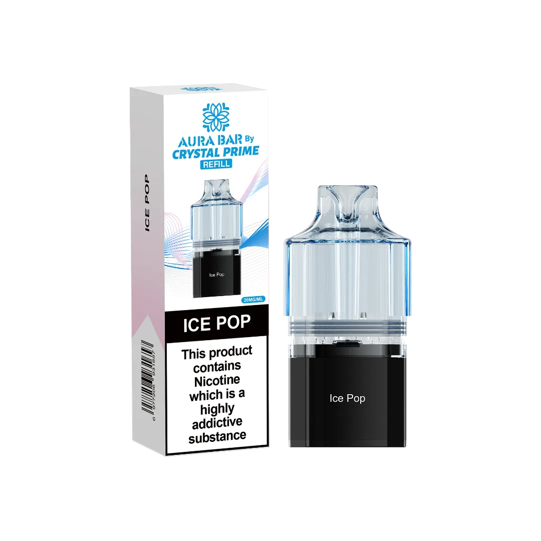 ice pop flavour aura bar by crystal prime 10k pre-filled replacement pods