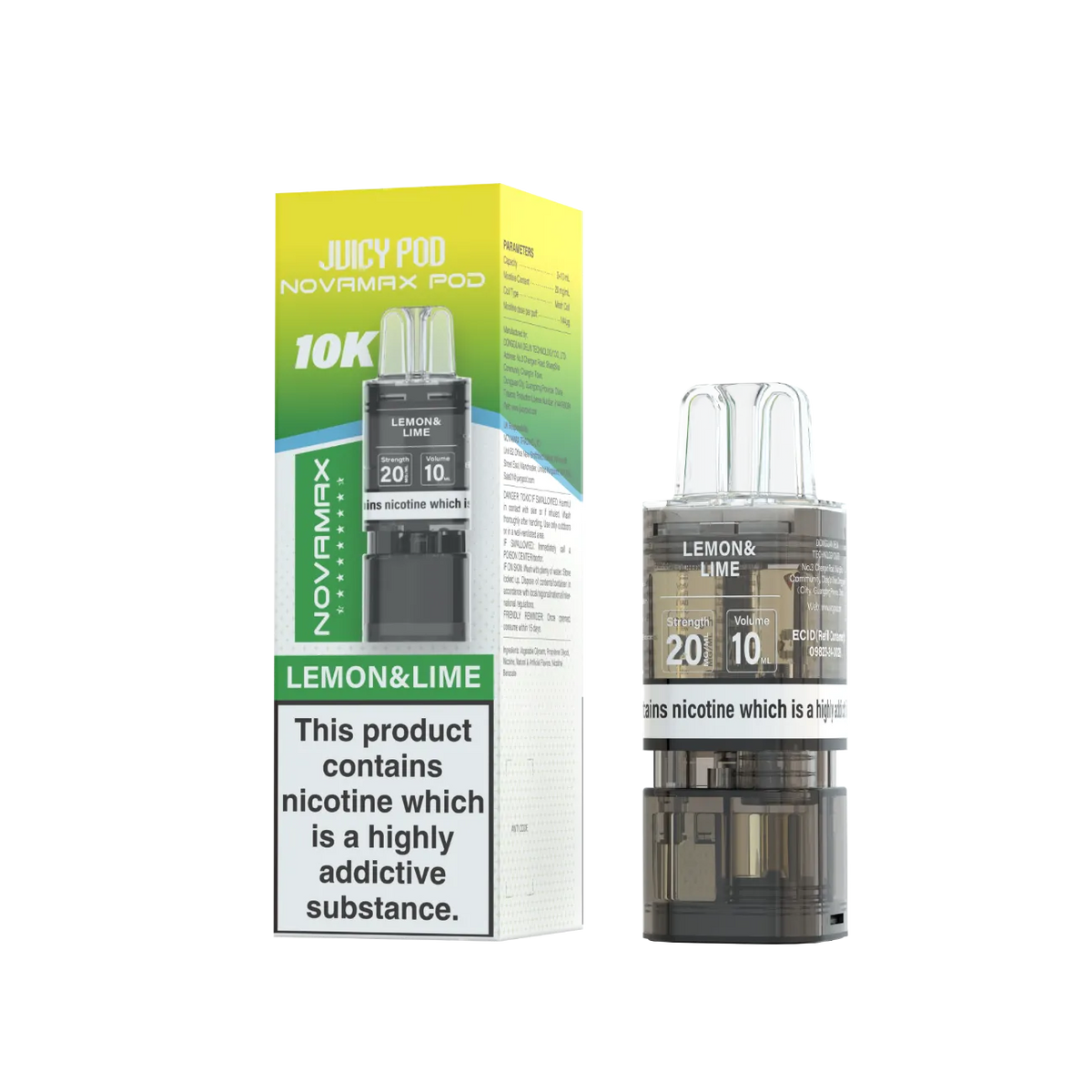 Juicy Pod Novamax Pod 10K pre-filled pod in Lemon Lime flavour