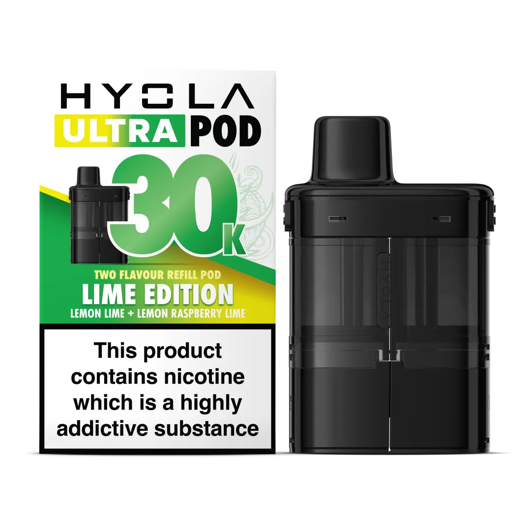 Lime Edition Flavour Hyola 30k Pre-filled replacement pods and Hyola 30000 Refill Pods