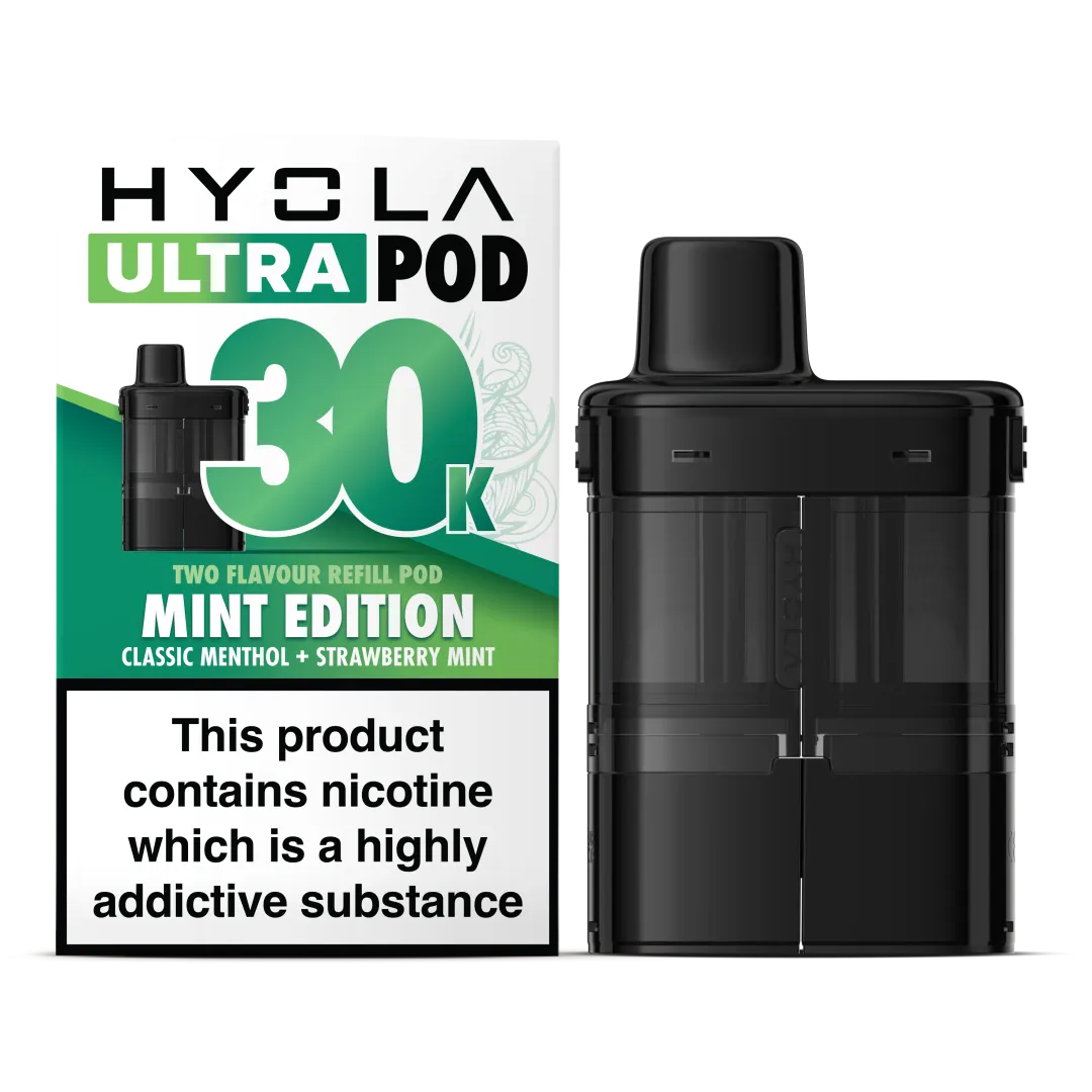 Mint Edition Flavour Hyola 30k Pre-filled replacement pods and Hyola 30000 Refill Pods