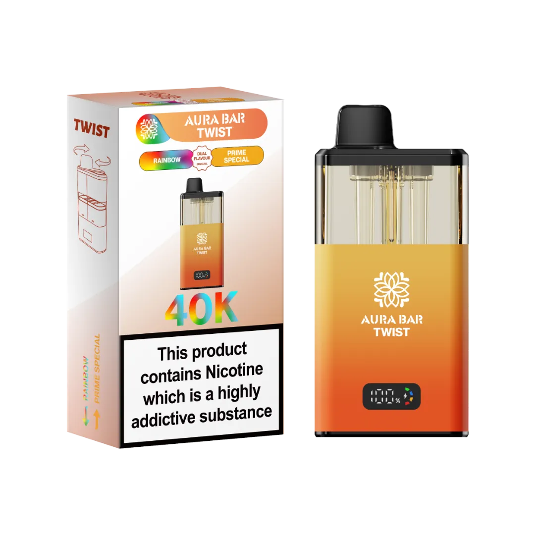 Rainbow and Prime Special dual flavour vape by Crystal Prime Aura Bar Twist 40K Puff Vape