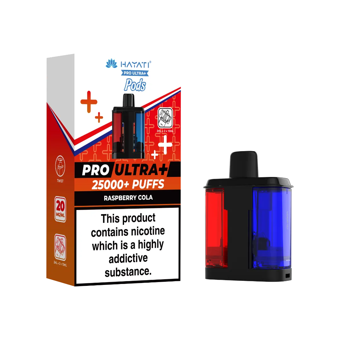 Raspberry Cola flavour Hayati Pro Ultra Plus 25k Pre-filled Replacement Pods and Hayati 25000 Pod Refills