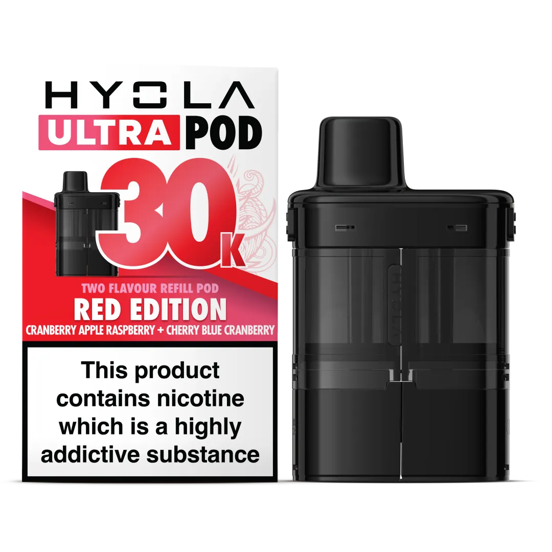 Red Edition Flavour Hyola 30k Pre-filled replacement pods and Hyola 30000 Refill Pods