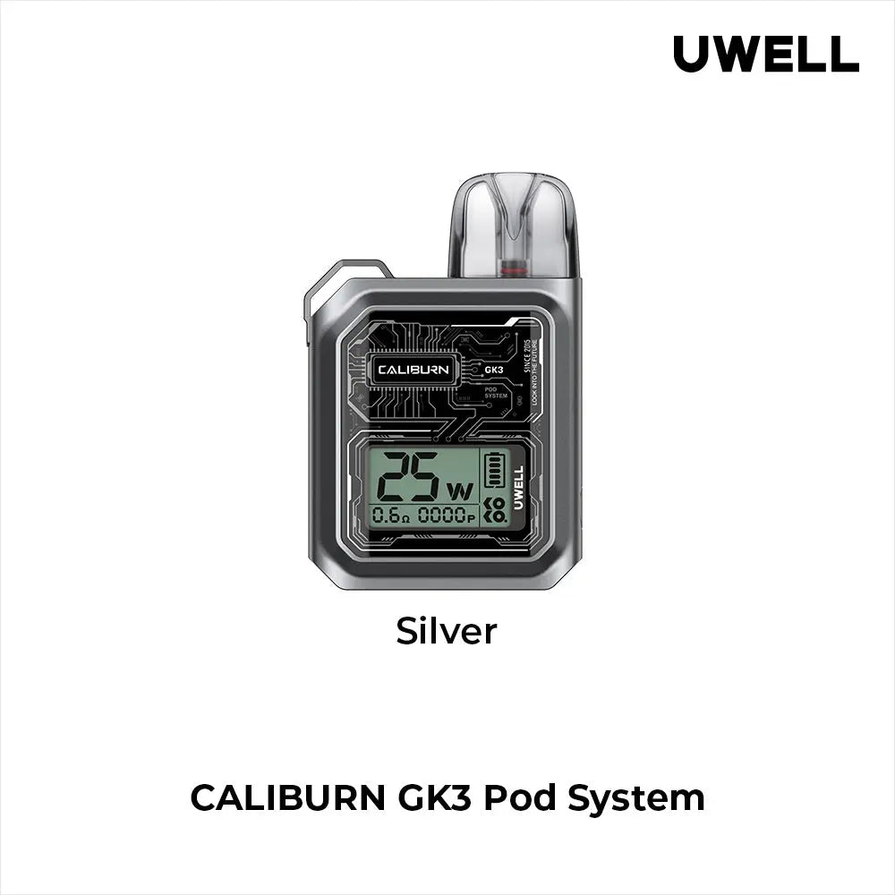 Silver Uwell Caliburn GK3 Pod Vape Kit