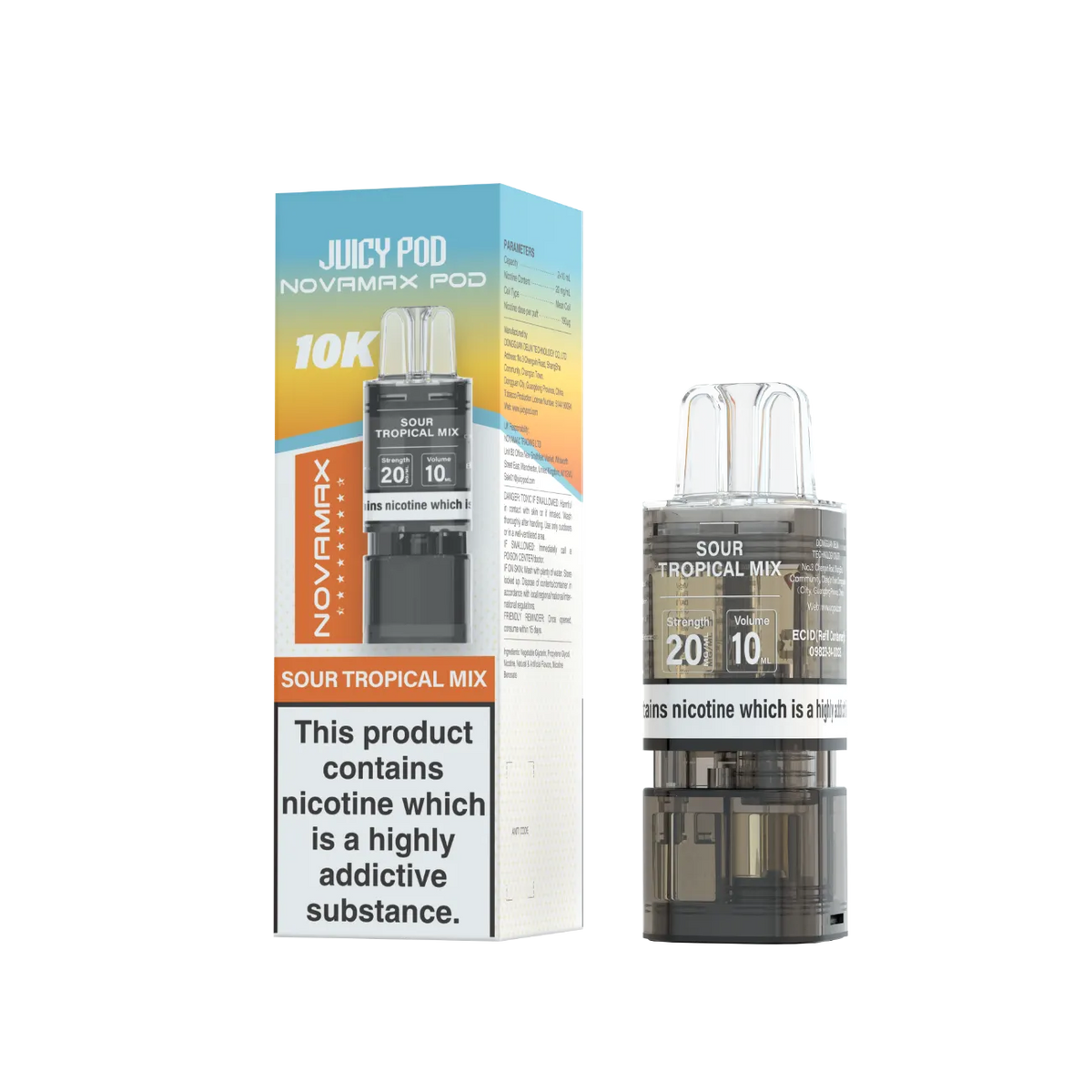 Juicy Pod Novamax Pod 10K pre-filled pod in Sour Tropical Mix flavour