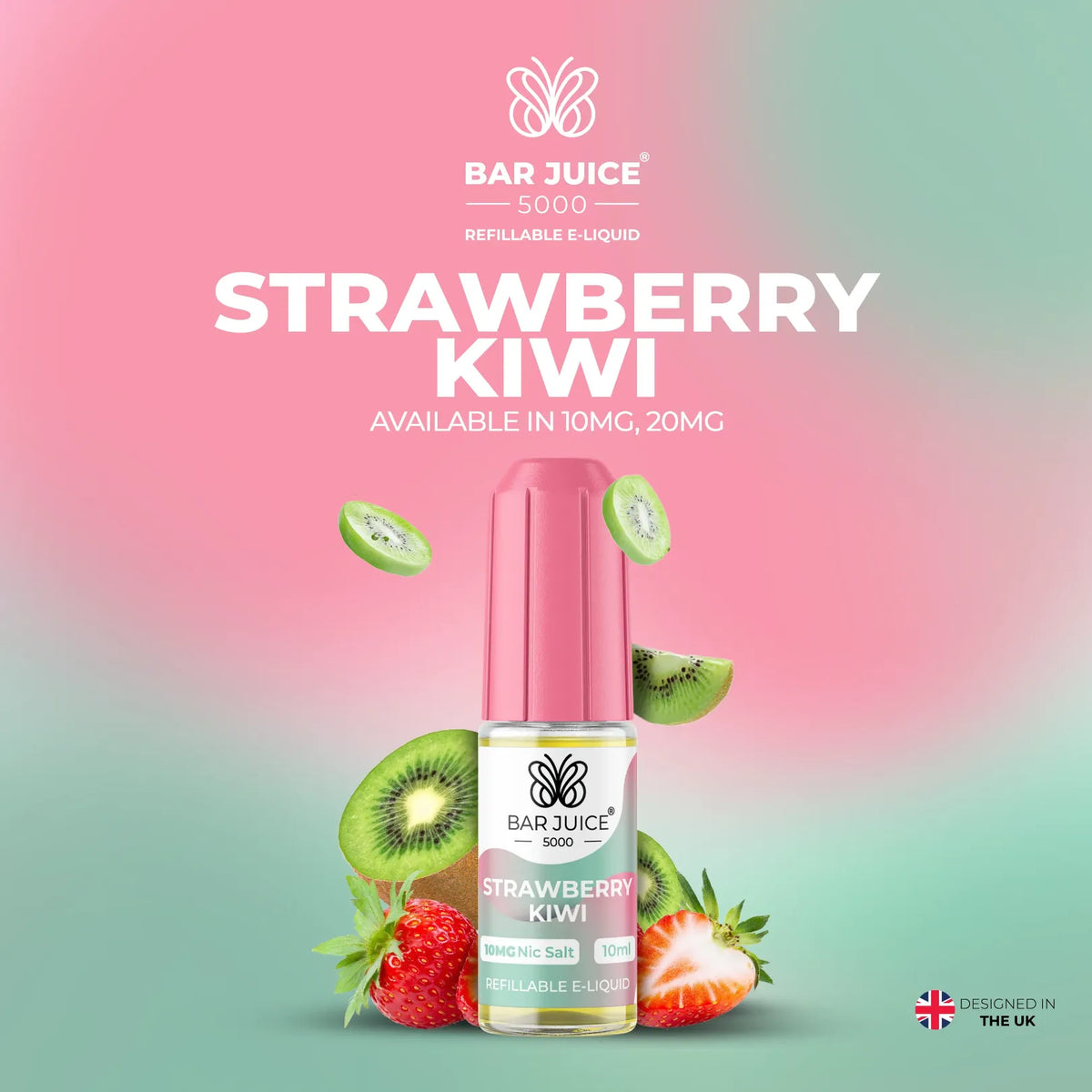10mg and 20mg Strawberry Kiwi Flavour Bar Juice 5000 Nic Salts E-liquid