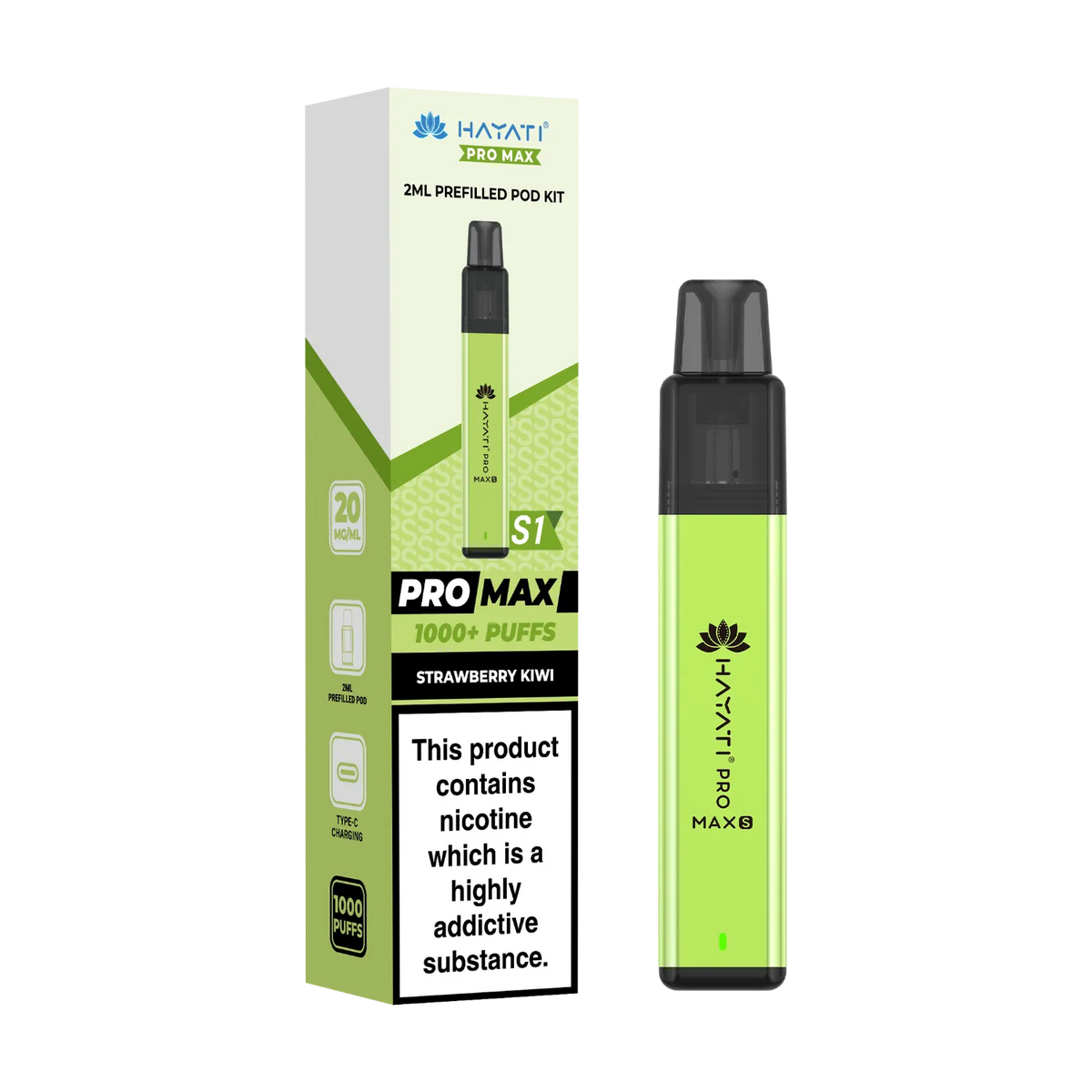 Hayati Pro Max S1 prefilled pod kit in Strawberry Kiwi