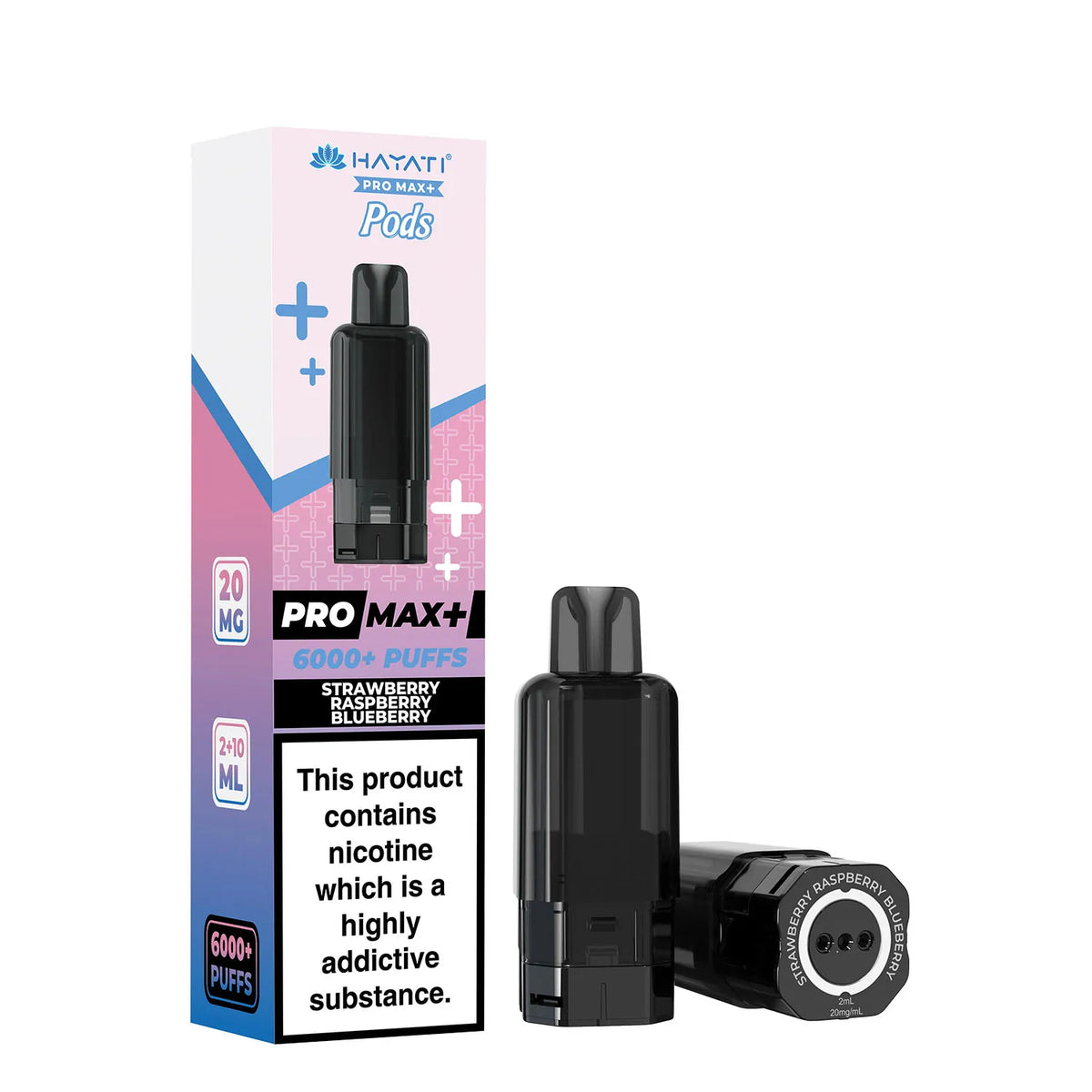 Straw Raspberry Blueberry Flavour Hayati Pro Max Plus 6000 Pre-Filled Replacement Pods and Hayati 6000 Refill Pods