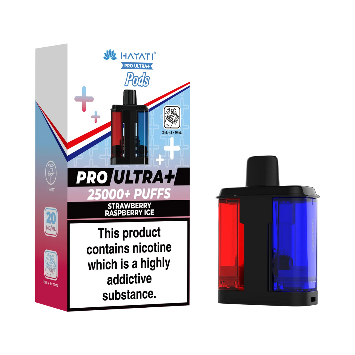 Strawberry Raspberry Ice Hayati Pro Ultra Plus 25k Pre-filled Replacement Pods and Hayati 25000 Pod Refills