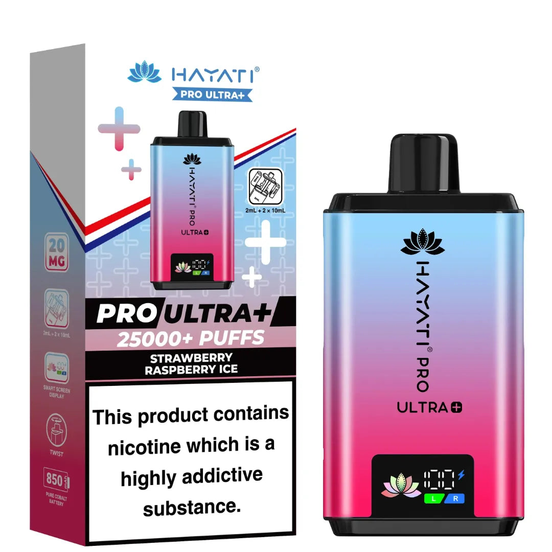 Strawberry Raspberry Ice Flavour Hayati Pro Ultra Plus 25k Puff Prefilled Pod Kit