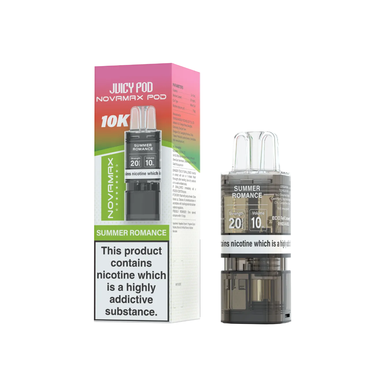 Juicy Pod Novamax Pod 10K pre-filled pod in Summer Romance flavour