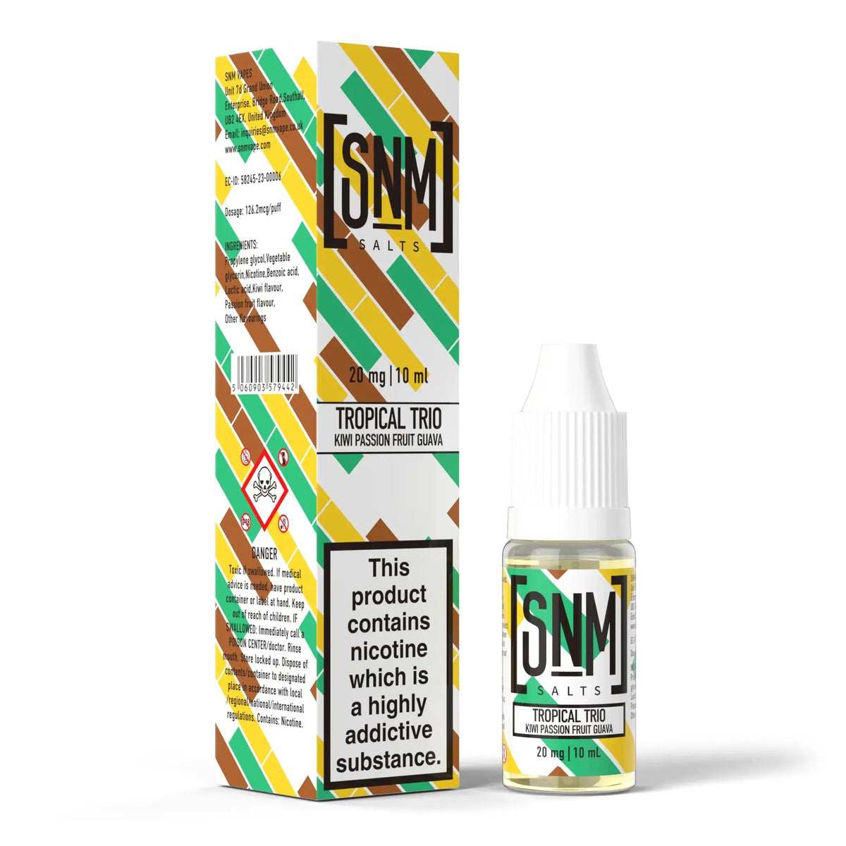 10mg and 20mg Tropical Trio Flavour SNM Vapes Nic Salts E-liquid