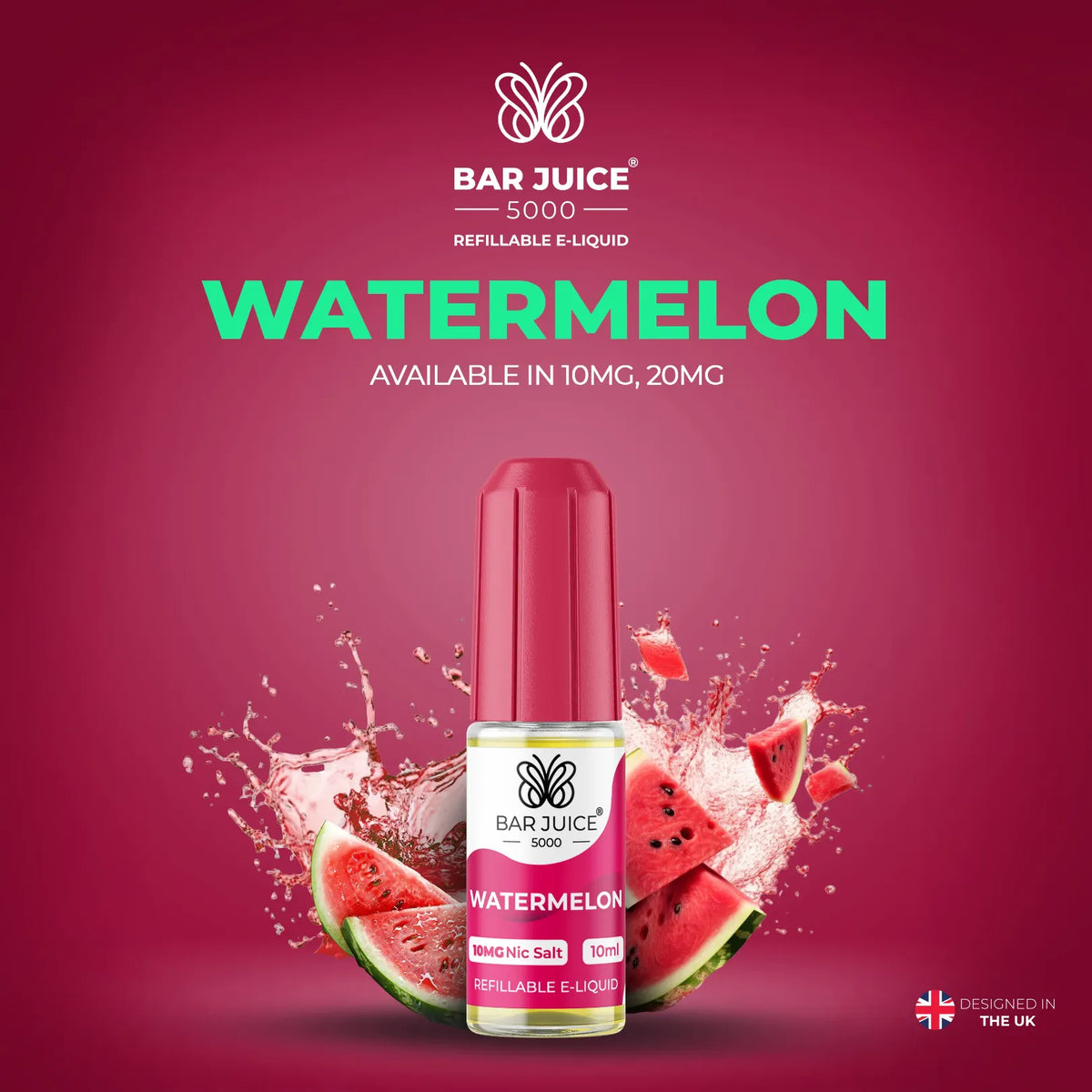 10mg and 20mg Watermelon Flavour Bar Juice 5000 Nic Salts E-liquid
