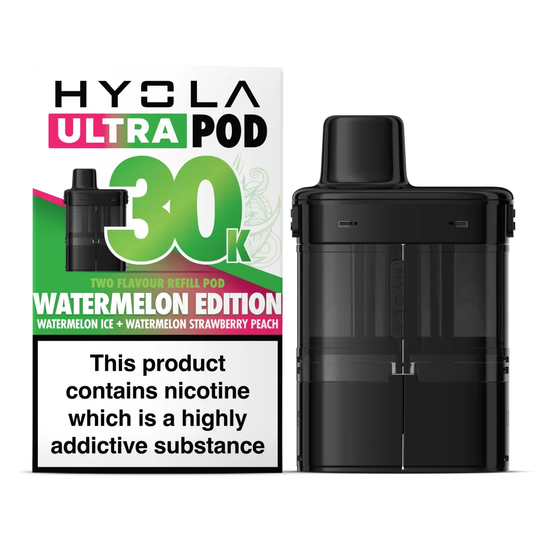 Watermelon Edition Flavour Hyola 30k Pre-filled replacement pods and Hyola 30000 Refill Pods