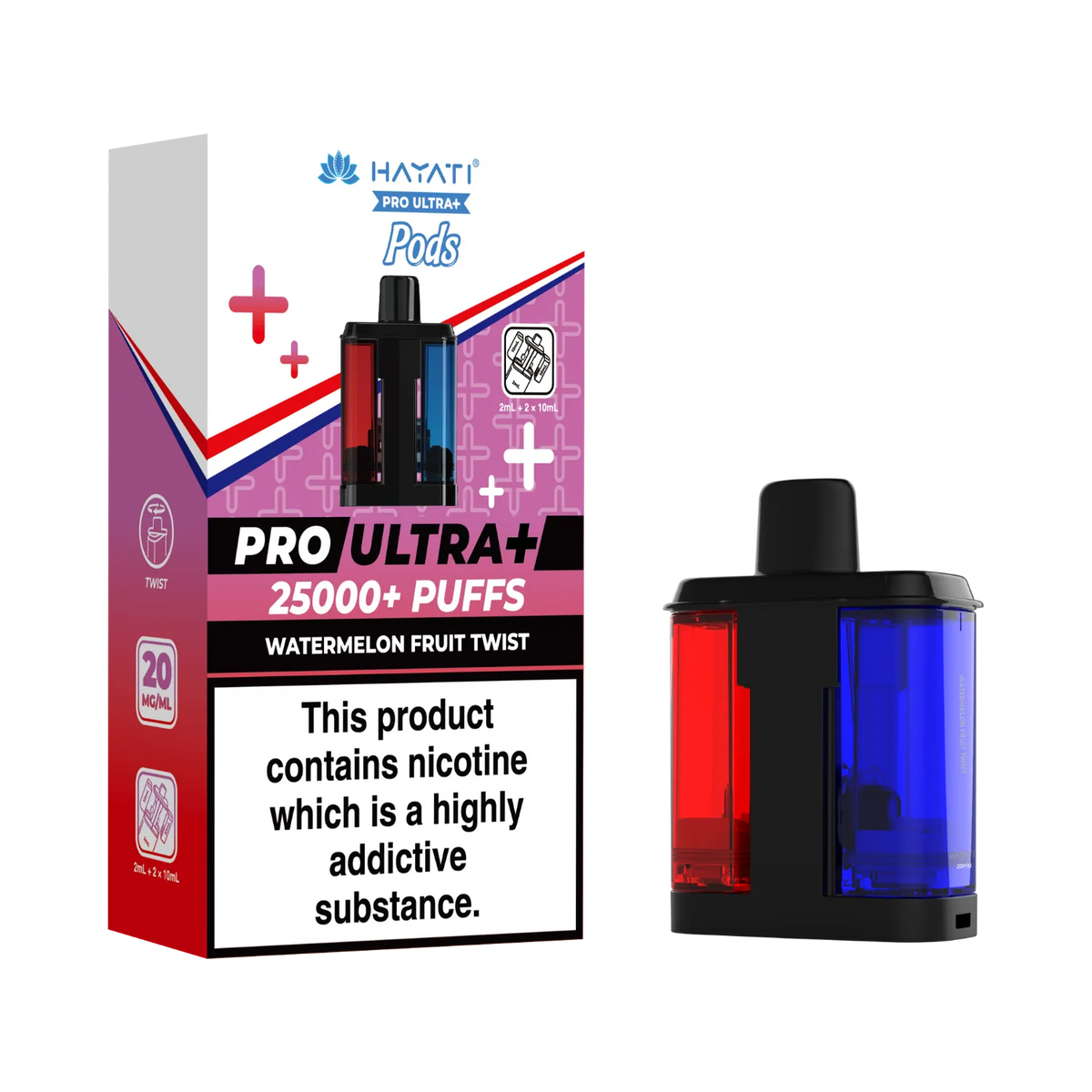 Watermelon Fruit Twist Hayati Pro Ultra Plus 25k Pre-filled Replacement Pods and Hayati 25000 Pod Refills