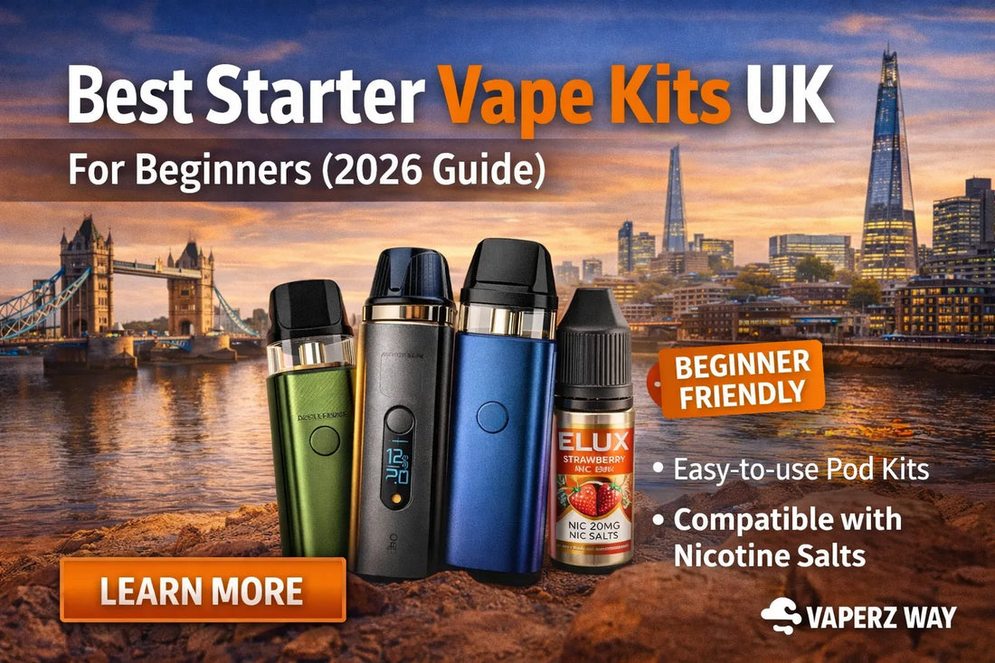 Best starter vape kits UK for beginners featuring refillable pod devices and nicotine salt e-liquid