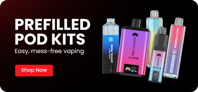 Prefilled pod kits collection featuring Hayati, Crystal Prime, Juicy Pod Novamax and other pod vape devices