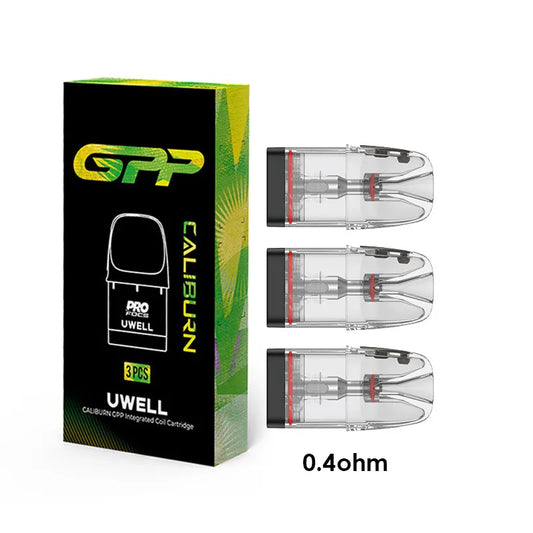 Uwell Caliburn Vape GPP Replacement Pods in a Pack of 3 0.4 ohm resistance