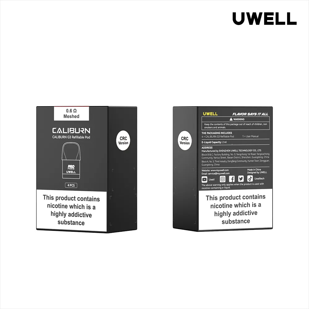 0.6 ohm Uwell Caliburn G3/GK3 Pod Kit Replacement Pods