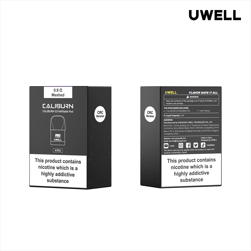 0.9 ohm Uwell Caliburn GK3/G3 Pod Kit Replacement Pods