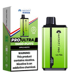 Load image into Gallery viewer, Hayati Pro Ultra 15000+ Puffs disposable vape in Apple Mojito flavor, characterized by its bright green and yellow color scheme on both the device and packaging.
