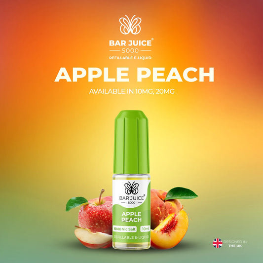 10mg and 20mg Apple Peach Flavour Bar Juice 5000 Nic Salts E-liquid