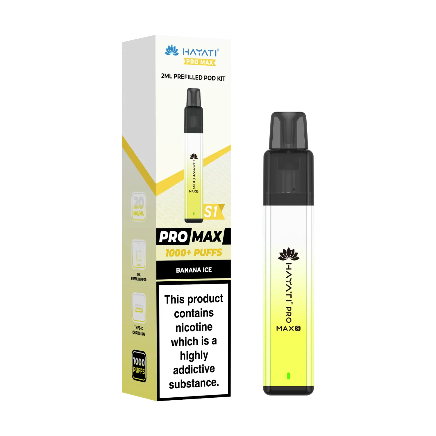 Banana ice flavour Hayati Pro Max S1 prefilled pod kit
