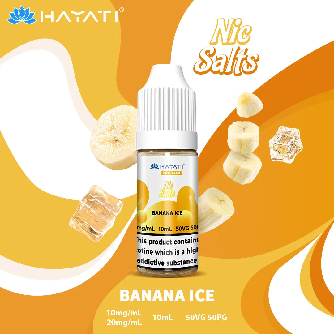 Banana Ice Hayati Pro Max Nic Salt 10mg and 20mg Nicotine Strength 10ml Bottle