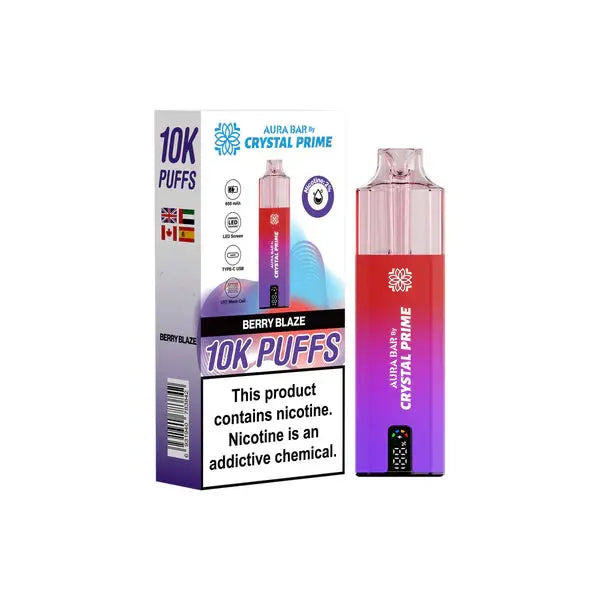 Aura Bar 10K Puff Disposable Vape Berry Blaze by Crystal Prime