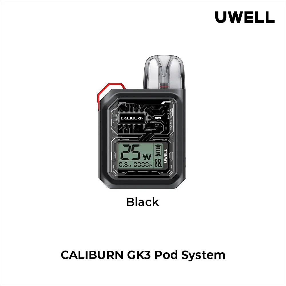 Black Uwell Caliburn GK3 Pod Vape Kit  (6864955146343)