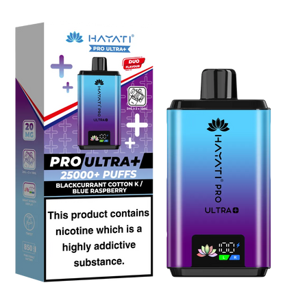 Blackcurrant Cotton K and Blue Raspberry Flavour Hayati Pro Ultra Plus 25k Puff Prefilled Pod Kit