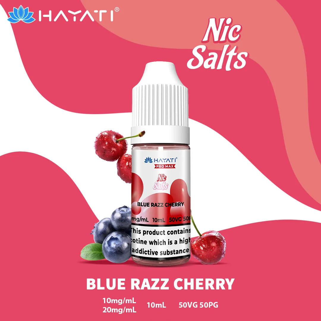 Blue Razz Cherry Hayati Pro Max Nic Salt 10mg and 20mg Nicotine Strength 10ml Bottle