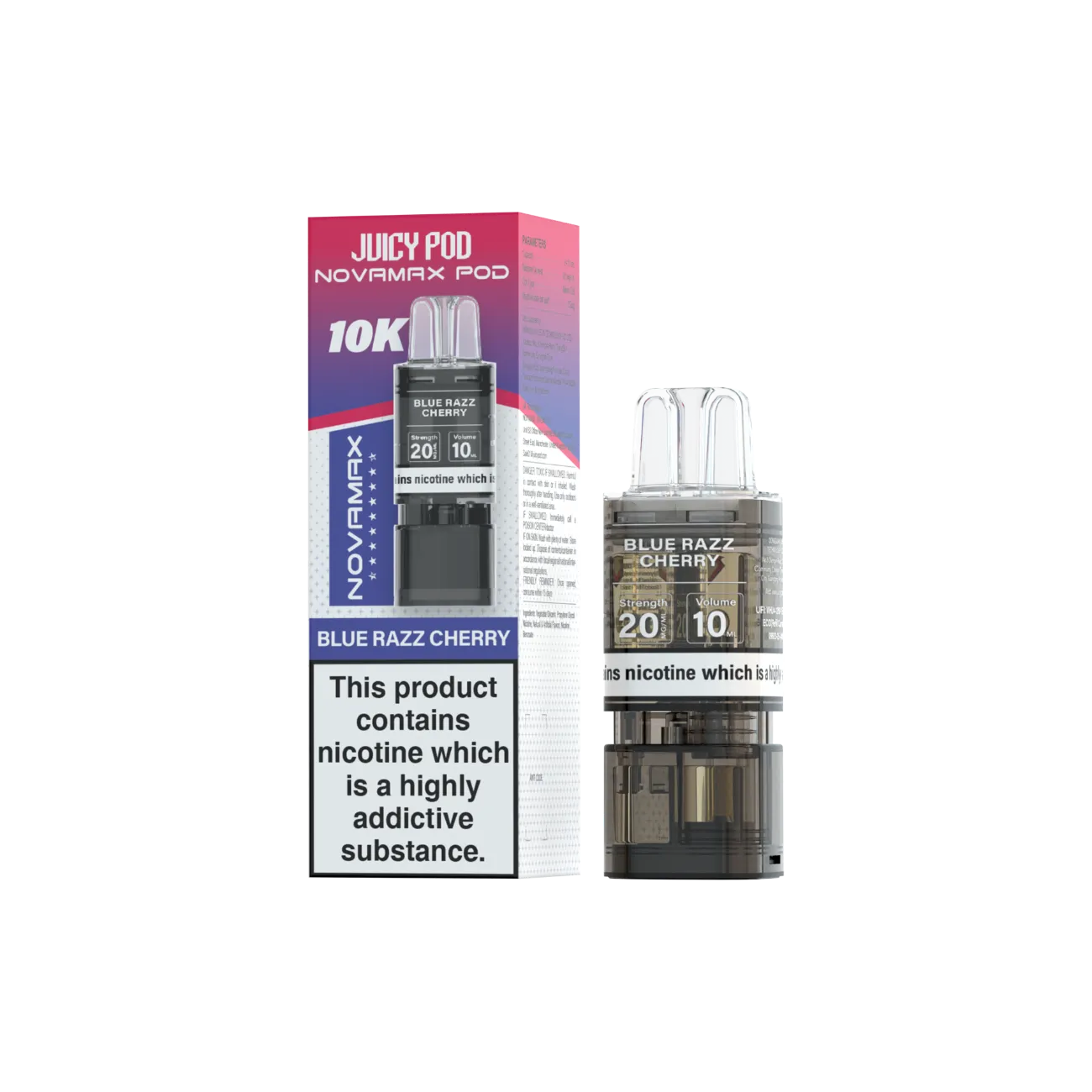 Juicy Pod Novamax Pod 10K pre-filled pod in Blue Razz Cherry flavour