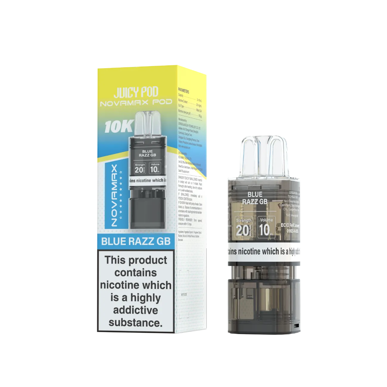 Juicy Pod Novamax Pod 10K pre-filled pod in Blue Razz GB flavour
