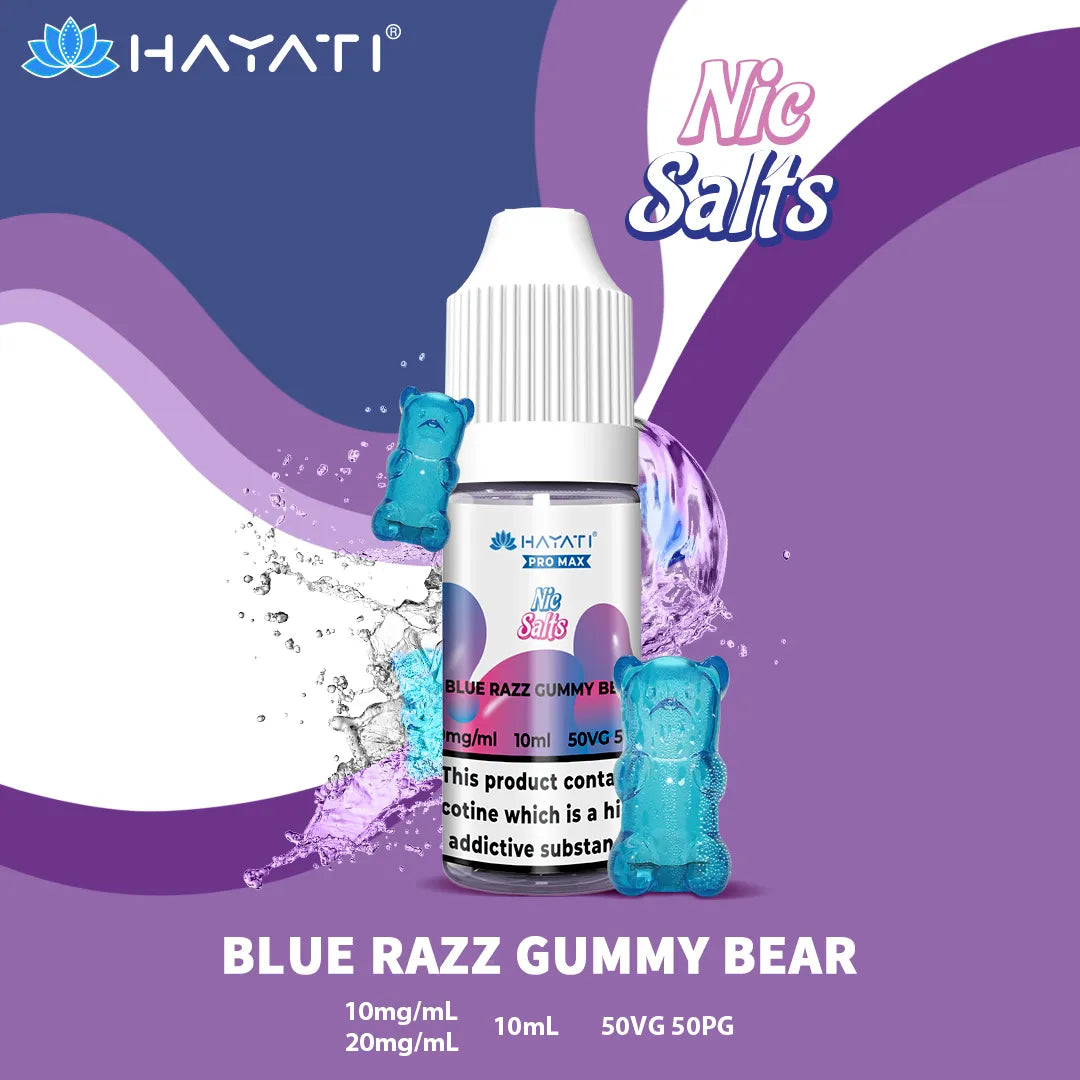 Blue Razz Gummy Bear Hayati Pro Max Nic Salt 10mg and 20mg Nicotine Strength 10ml Bottle