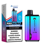 Load image into Gallery viewer, Hayati Pro Ultra 15000+ Puffs disposable vape in Blue Sour Raspberry flavor, showcasing a vibrant blue to purple gradient design on both the device and box.
