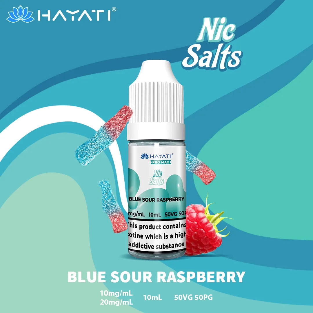 Blue Sour Raspberry Hayati Pro Max Nic Salt 10mg and 20mg Nicotine Strength 10ml Bottle