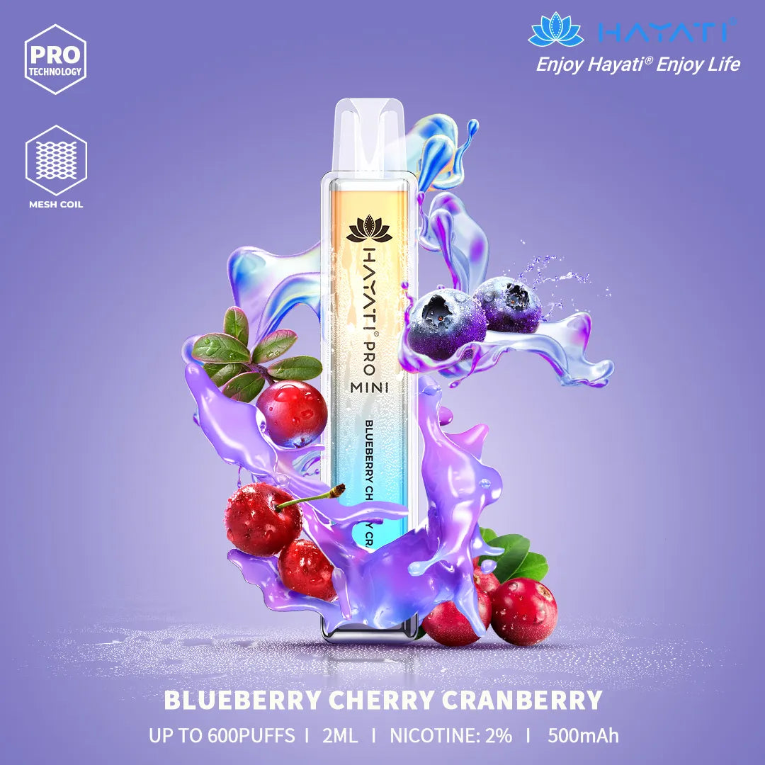 Blueberry Cherry Cranberry Hayati Pro Mini 600 Puff Disposable Vape