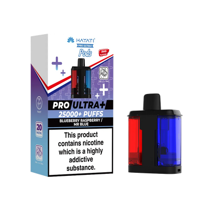 Blueberry Raspberry and Mr Blue dual flavour Hayati Pro Ultra Plus 25000 Pod Refills
