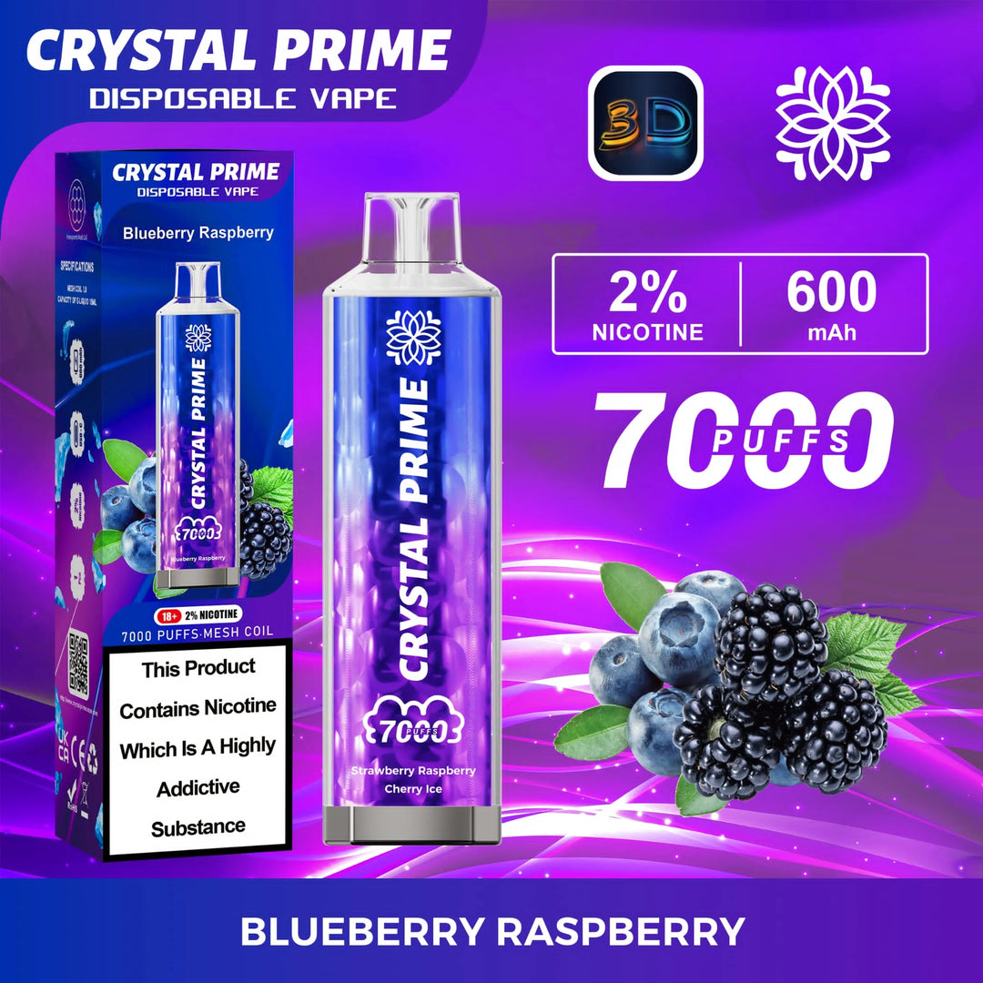 Blueberry Raspberry Crystal Prime 7000 Disposable Vape