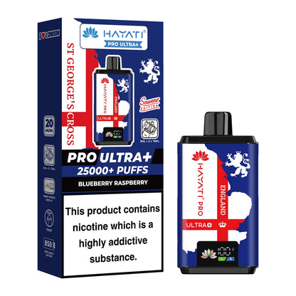 St Georges Cross design on a Hayati Pro Ultra Plus vape kit in Blueberry Raspberry flavour